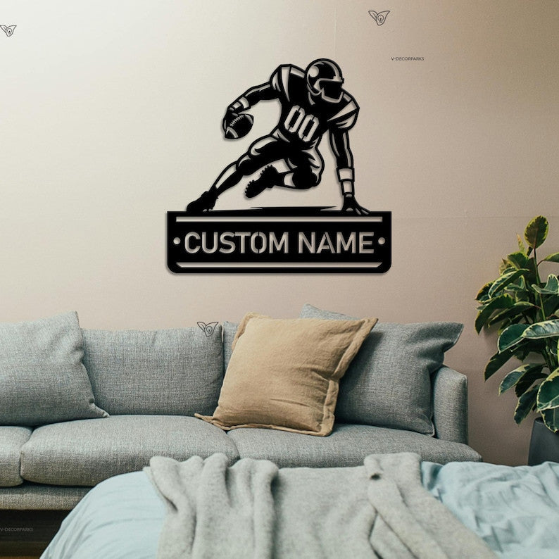 Personalized American Football Player Metal Sign LED Light, Football Name Sign, US Football Player Gift, Football Coach Gift, Sport Sign