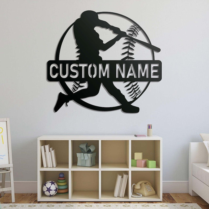 Custom Baseball Sign, Baseball Player Gift, Baseball Metal Wall With LED Light, Gift For Kid, Custom Kid Name, Game Room Decor, Wall Hanger