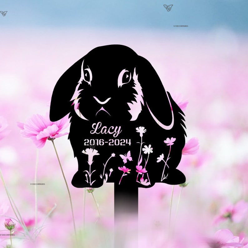 Custom Lop Rabbit Memorial Metal Stake, Rabbit Loss, In Loving Memorial, Remembrance Stake, Sympathy Sign, Pet Grave Markers, Outdoor Sign