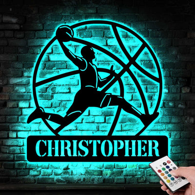 Custom Basketball Sign With Led Light Basketball Wall Art Basketball Player Lover Gift Gift For Him Boy Room Decor Birthday Gift