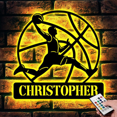 Custom Basketball Sign With Led Light Basketball Wall Art Basketball Player Lover Gift Gift For Him Boy Room Decor Birthday Gift