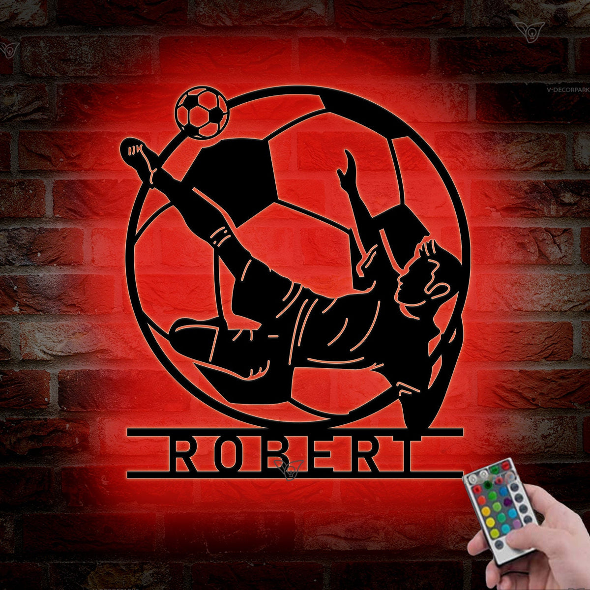 Custom Football Player Metal Sign With Led Light Football Player Name Sign Metal Soccer Wall Art Boys Room Decor Football Lover Gift
