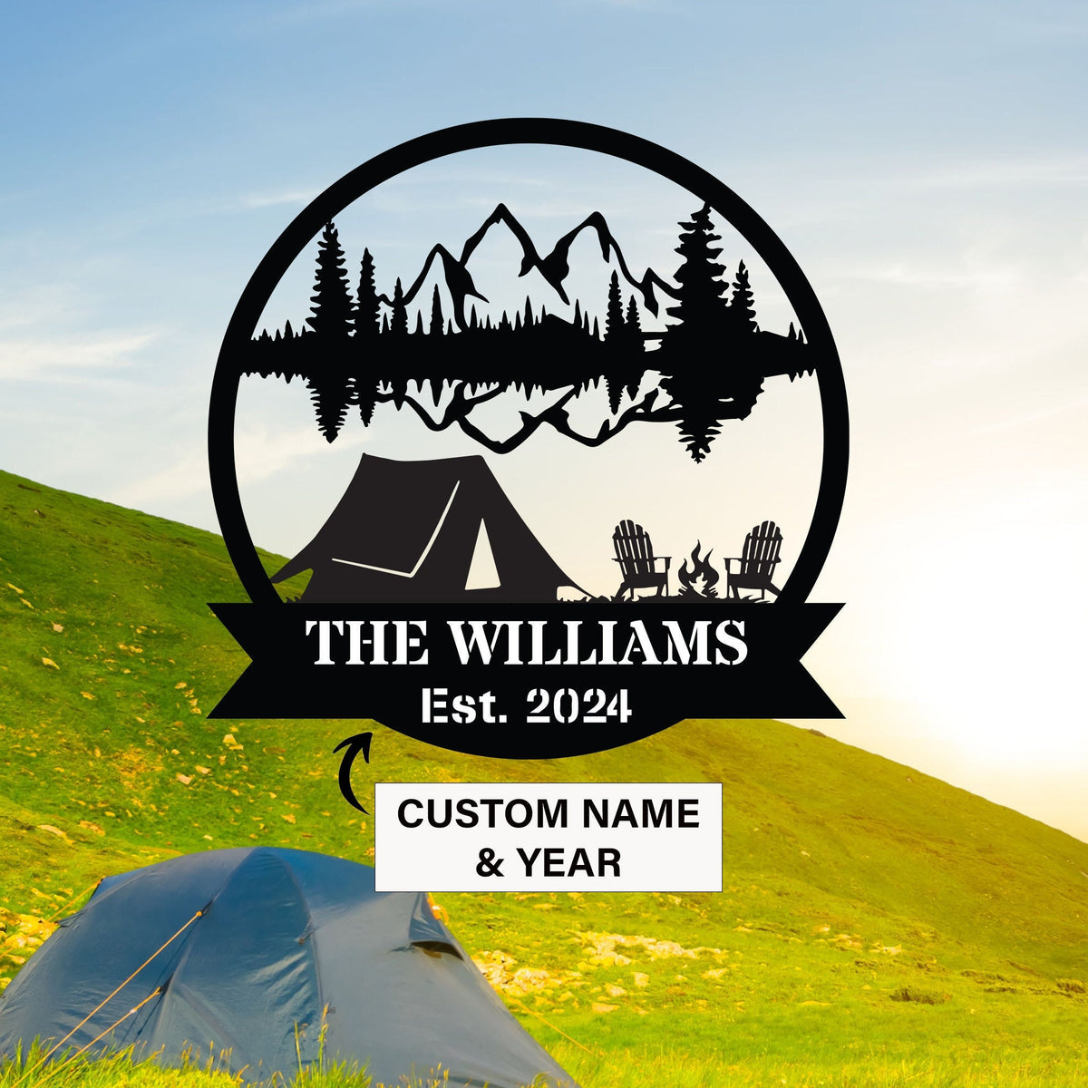 Personalized Camping Gift Tent Camper Sign Camping Metal Sign Fire Pit Sign Campsite Sign Cabin Decor Camper Decor Outdoor Sign