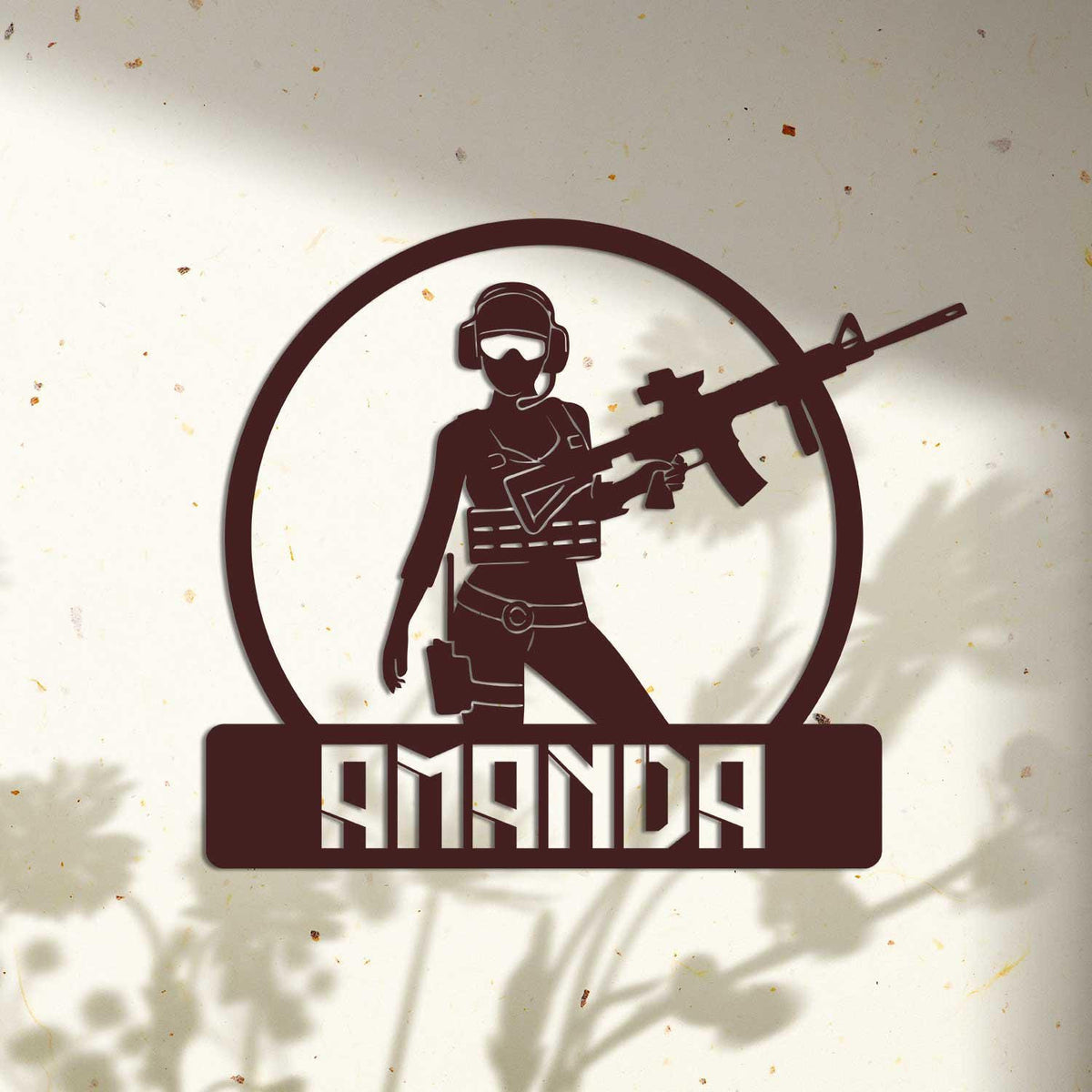 Custom Shooting Metal Wall Art Led Light Personalized Female Shooter Name Sign Home Decor Gift For Girl Gunner Decoration Hanging Art