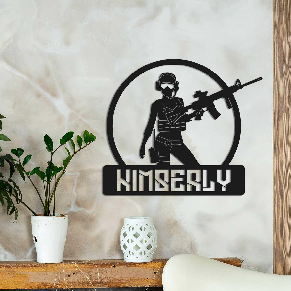 Custom Shooting Metal Wall Art Led Light Personalized Female Shooter Name Sign Home Decor Gift For Girl Gunner Decoration Hanging Art