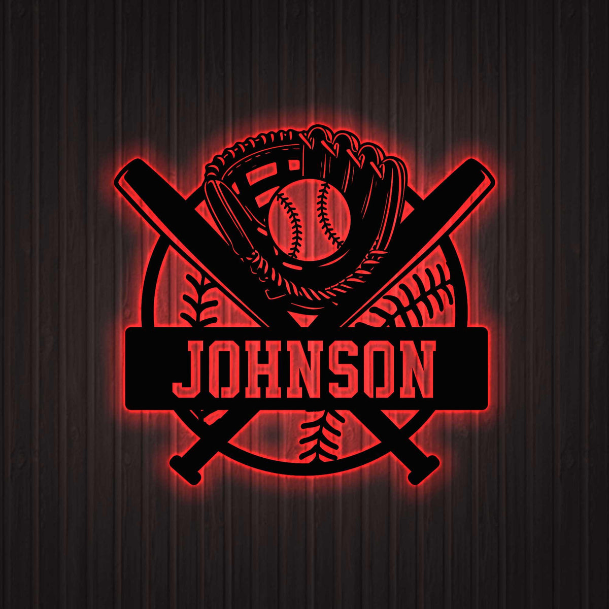 Personalized Baseball Name Sign With Led Light Custom Baseball Metal Sign Baseball Player Name Sign Sport Theme Room Decor
