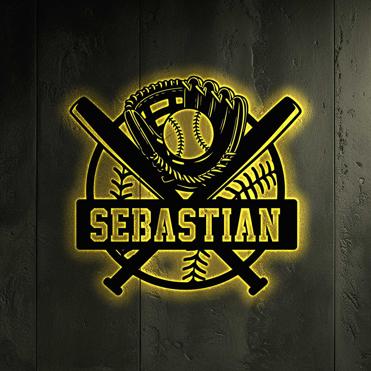 Personalized Baseball Name Sign With Led Light Custom Baseball Metal Sign Baseball Player Name Sign Sport Theme Room Decor