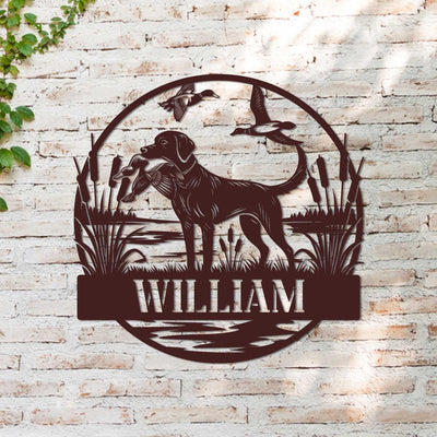 Custom Hunting Dog Metal Wall Art Personalized Dog Hunter Name Sign Decoration For Room Hunting Dog Home Decor Hunting Dog Gift