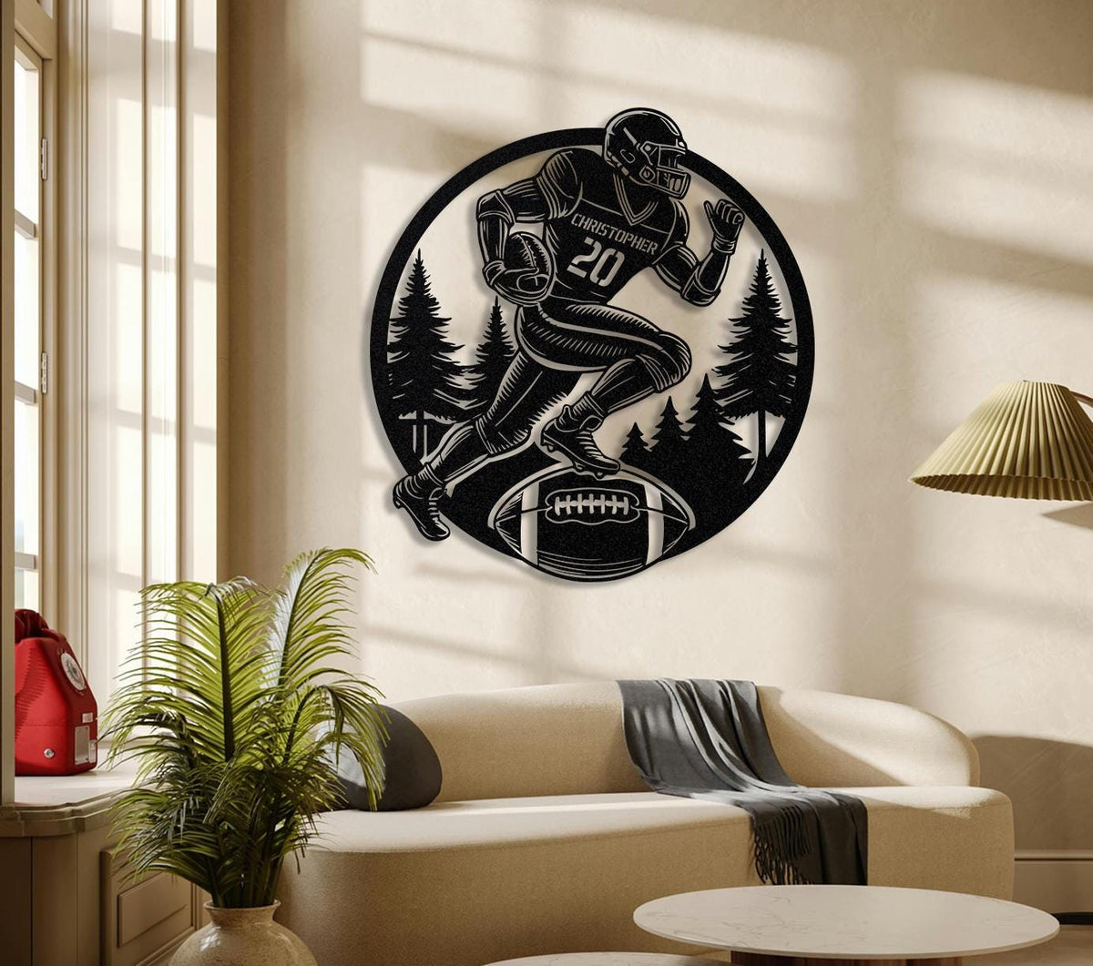 Custom American Football Player Metal Sign Football Player Name Sign Football Coach Gift Football Decor Boys Room Decor