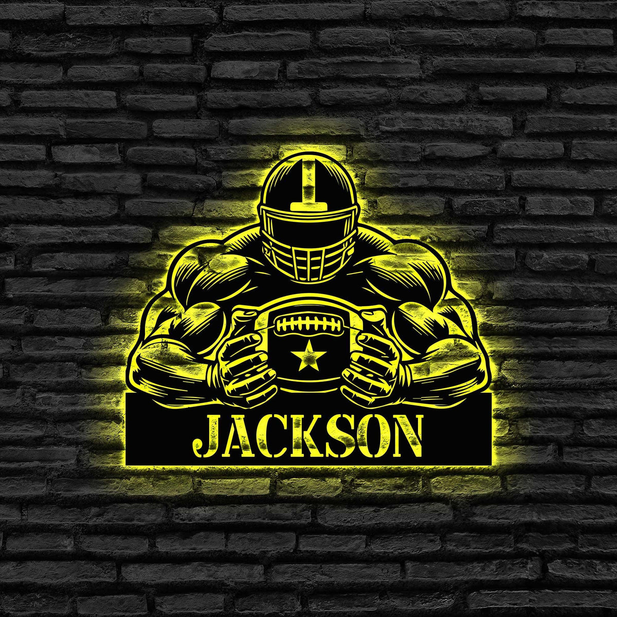 Custom American Football Metal Sign With Led Light Football Player Name Sign Football Coach Gift Sport Room Decor Us Football Lover Gift