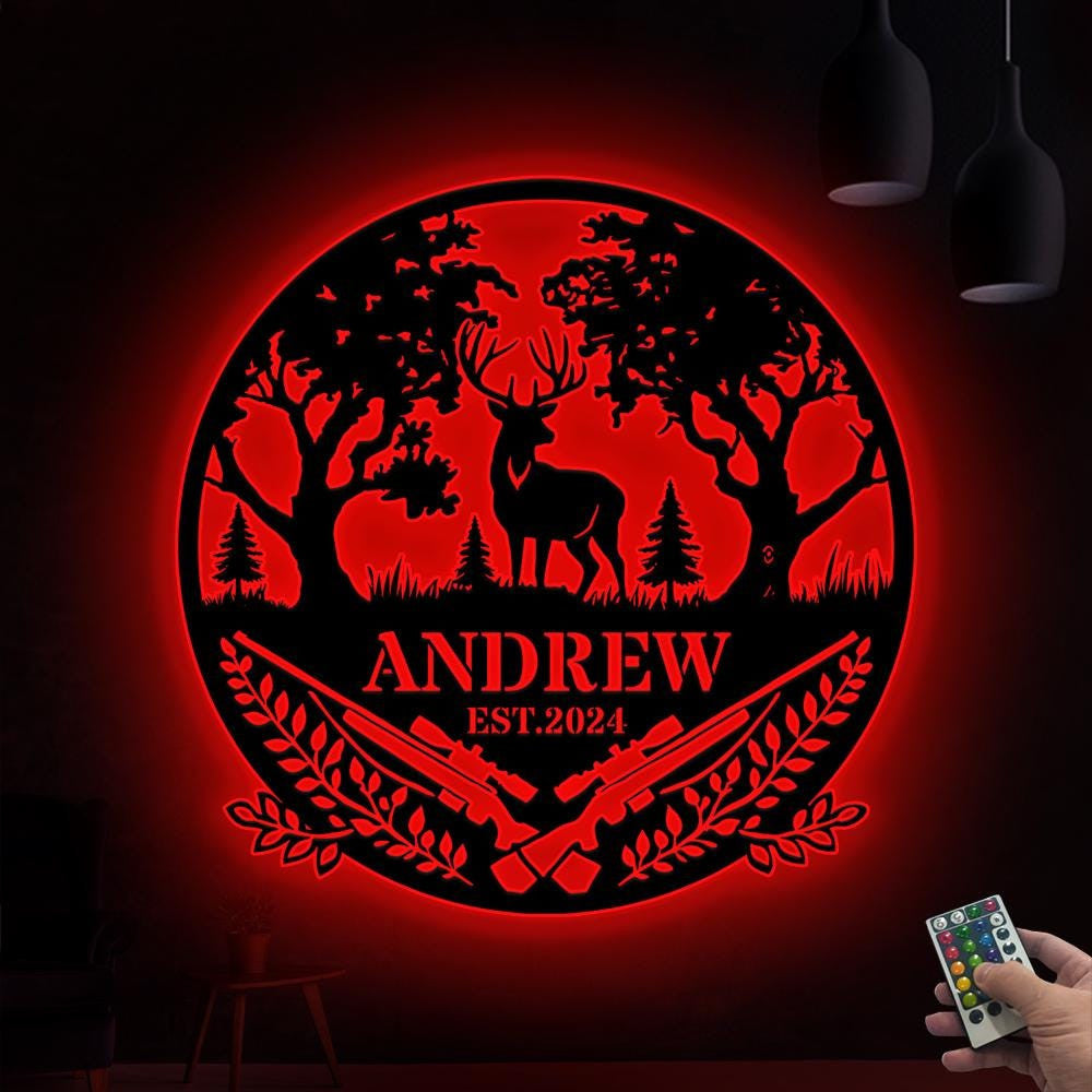 Custom Deer Hunting Metal Sign Deer Hunting Cabin Sign Gift For Hunter Hunter Name Sign Deer Wall Art Men Cave Sign