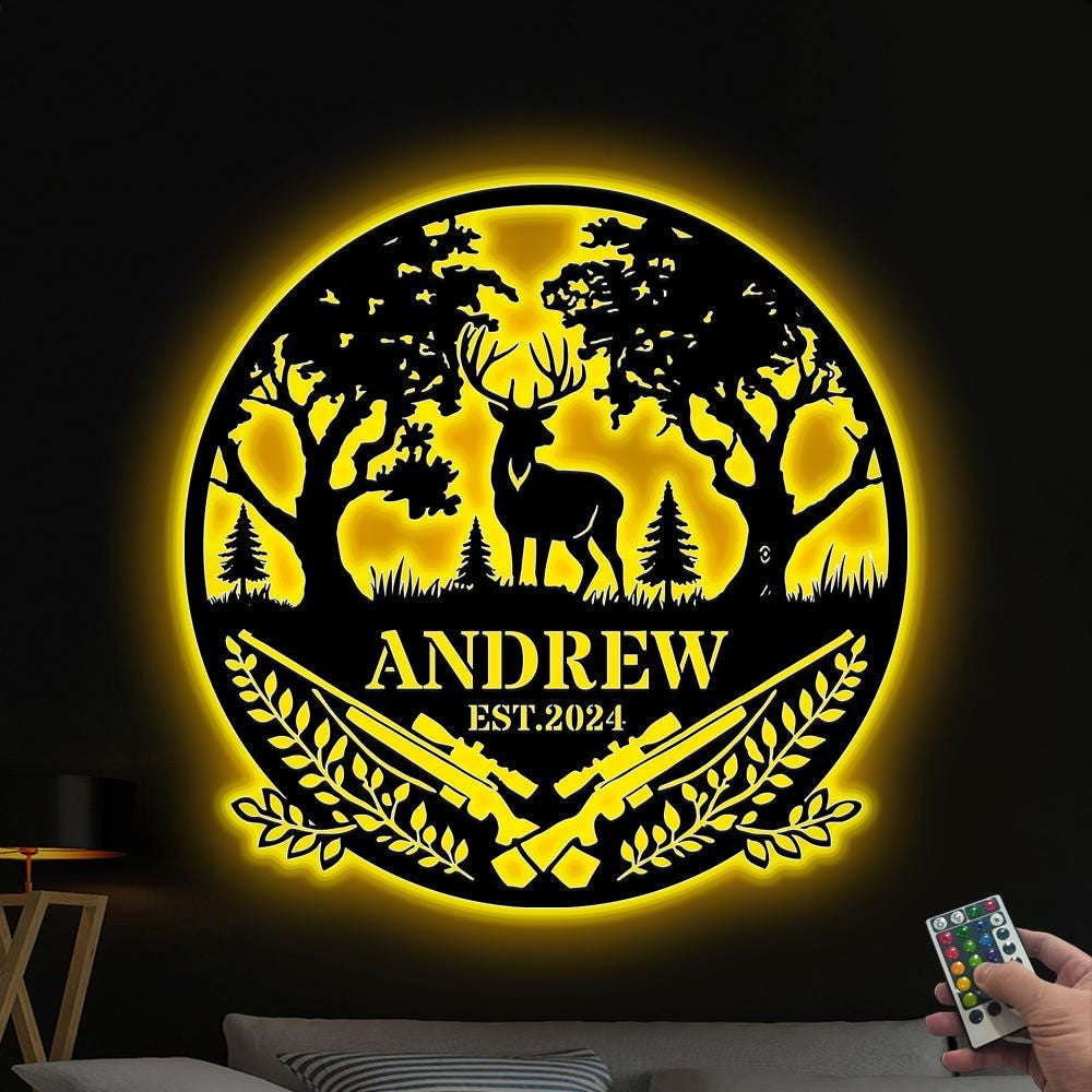 Custom Deer Hunting Metal Sign Deer Hunting Cabin Sign Gift For Hunter Hunter Name Sign Deer Wall Art Men Cave Sign