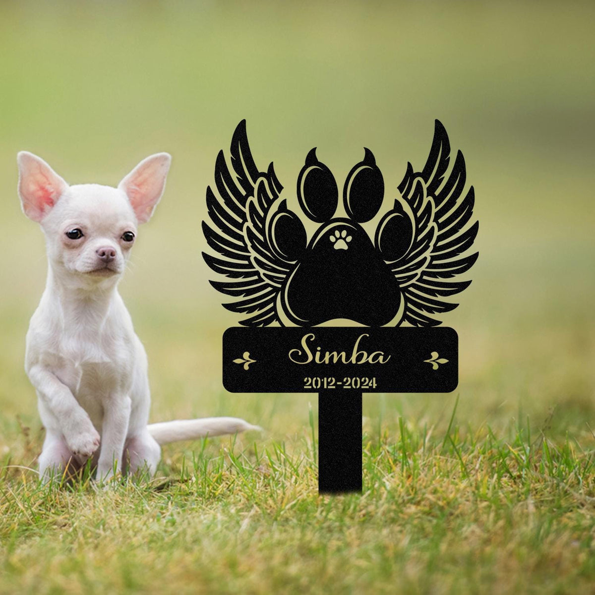 Custom Pet Pawprint Wing Wings Stake Pet Memorial Sign Pet Grave Marker Dog Cat Loss Gift Garden Yard Decor Pet Remembrance Stake