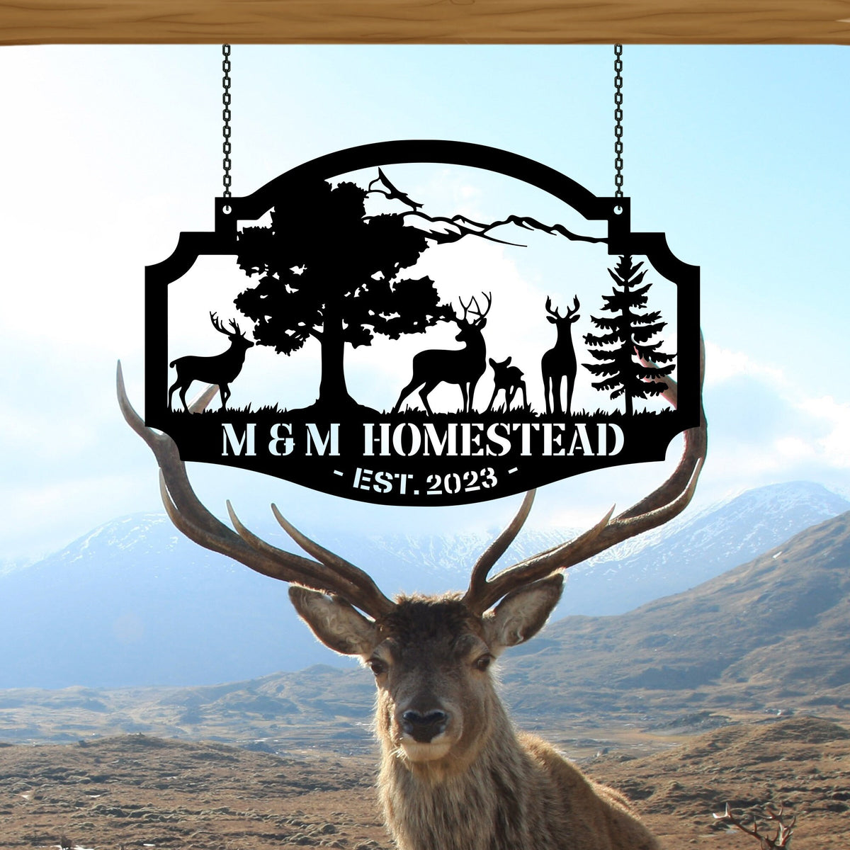 Personalized Deer Cabin Metal Sign Custom Family Name Sign Cabin Decor Deer Hunter Gift Lodge Sign Outdoor Hunting Gift For Him