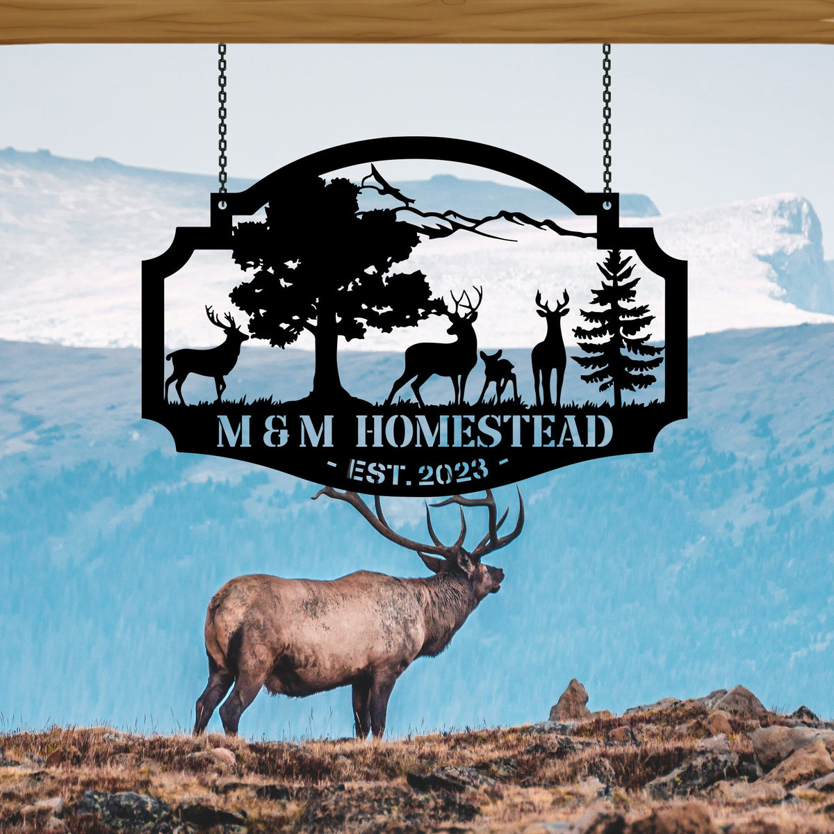 Personalized Deer Cabin Metal Sign Custom Family Name Sign Cabin Decor Deer Hunter Gift Lodge Sign Outdoor Hunting Gift For Him