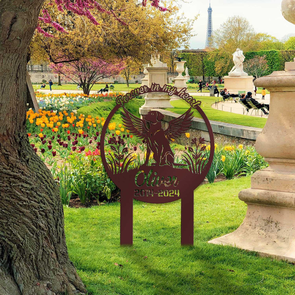 Personalized Dog With Wings Memorial Stake Custom Dog Memorial Sign Dog Sympathy Sign Pet Grave Marker Remembrance Stake Dog Loss Gift