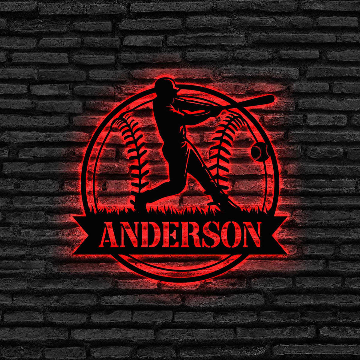 Custom Baseball Metal Sign With Led Lights Baseball Sign Softball Player Name Sign Baseball Wall Art Sport Room Decor