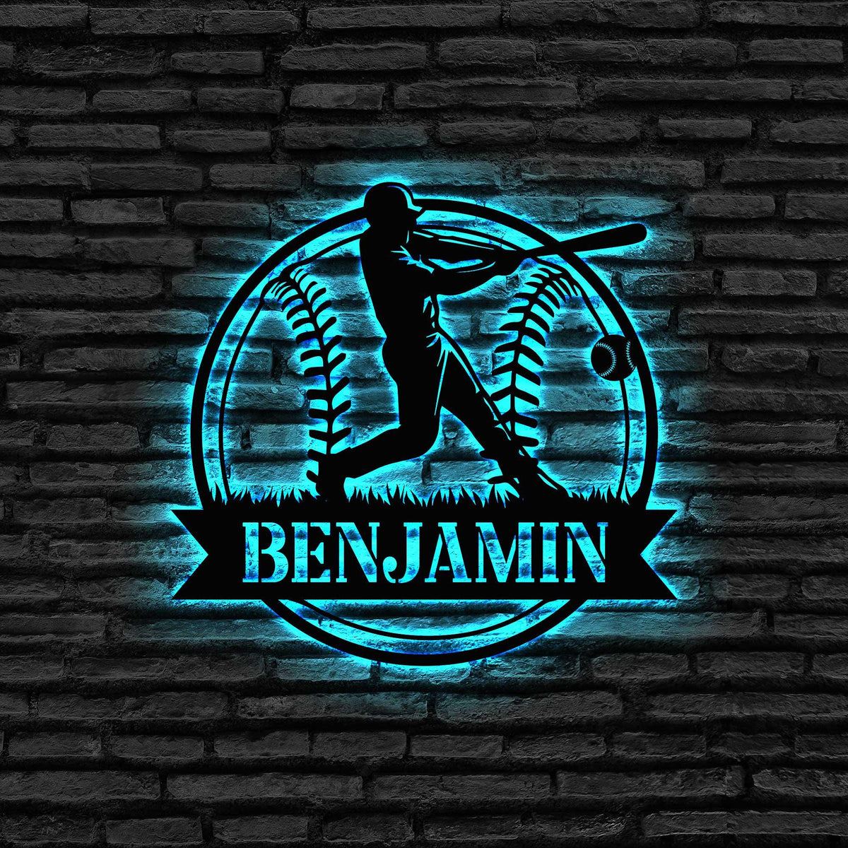 Custom Baseball Metal Sign With Led Lights Baseball Sign Softball Player Name Sign Baseball Wall Art Sport Room Decor