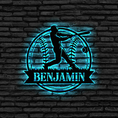 Custom Baseball Metal Sign With Led Lights Baseball Sign Softball Player Name Sign Baseball Wall Art Sport Room Decor