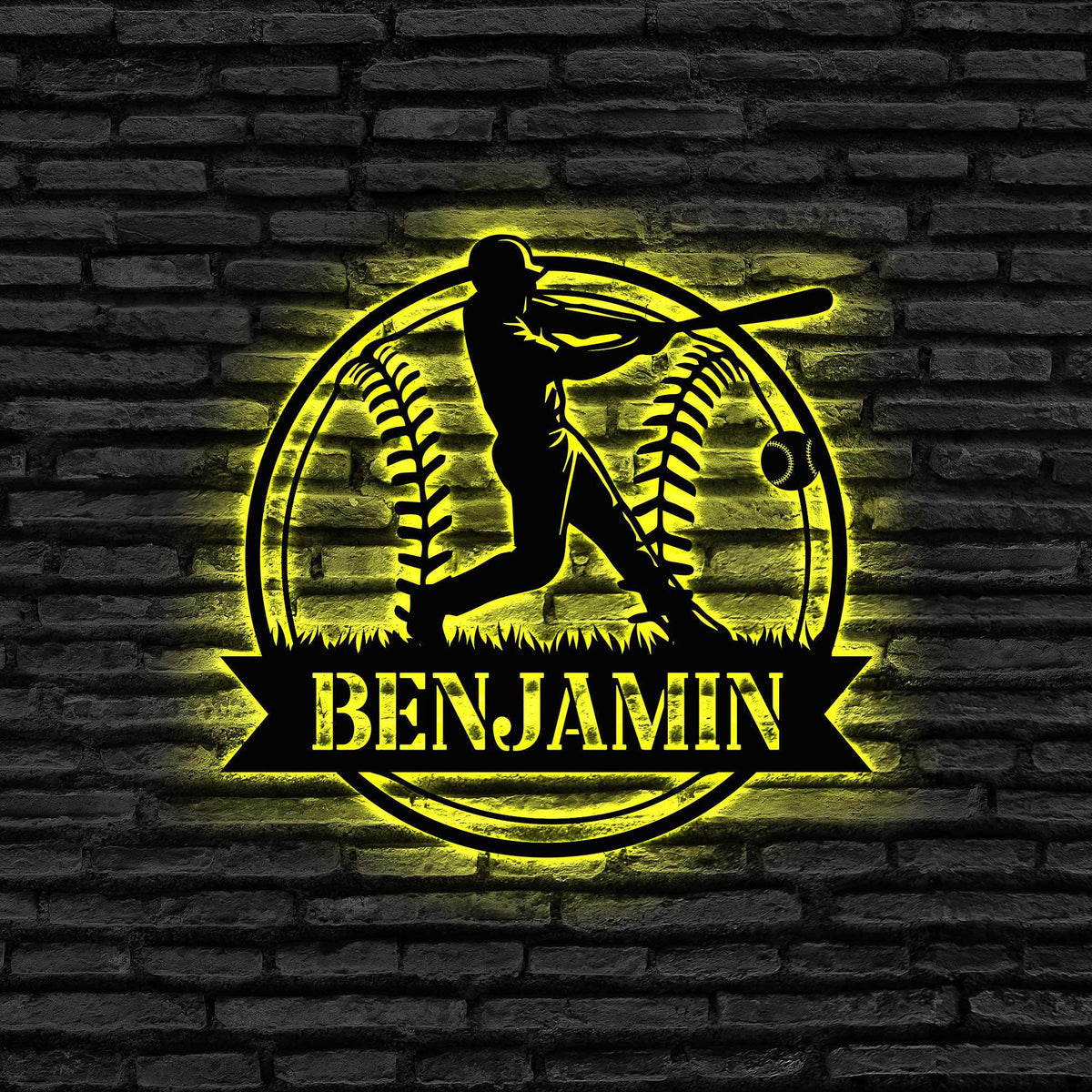 Custom Baseball Metal Sign With Led Lights Baseball Sign Softball Player Name Sign Baseball Wall Art Sport Room Decor