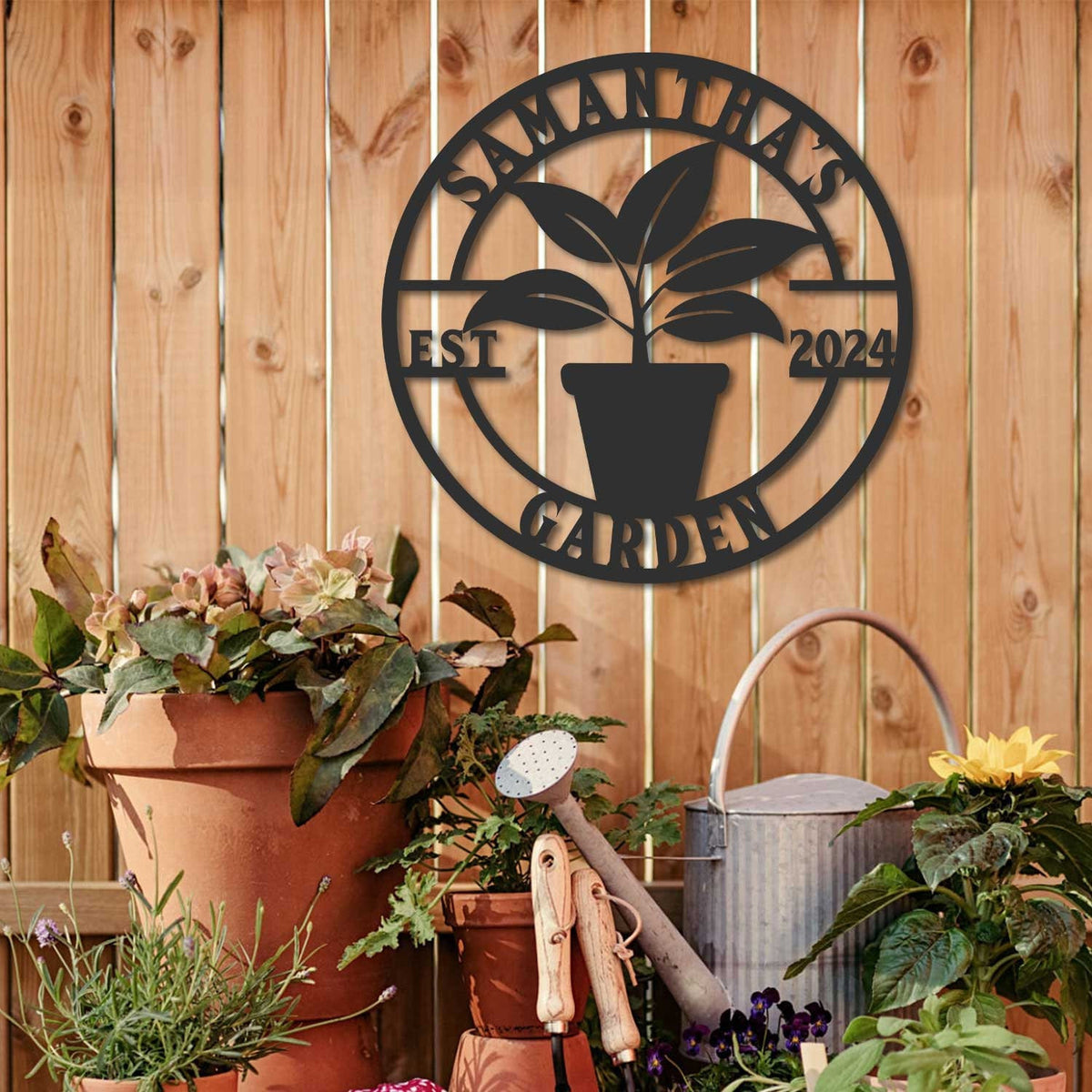Personalized Metal Garden Sign Tree Pot Sign Garden Stake Gardener Decor Outdoor Garden Sign Greenhouse Sign Gardening Gift