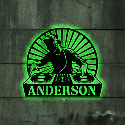 Personalized Dj Player Metal Sign With Led Lights Custom Dj Name Sign Dj Birthday Gift Dj Room Decor Dj Club Name Sign Dj Sign Decor