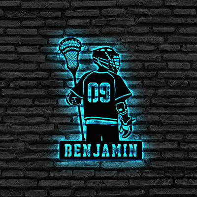 Custom Lacrosse Metal Sign With Led Lights Personalized Lacrosse Boy Name Sign Lacrosse Player Gift Lacrosse Sign Birthday Gift