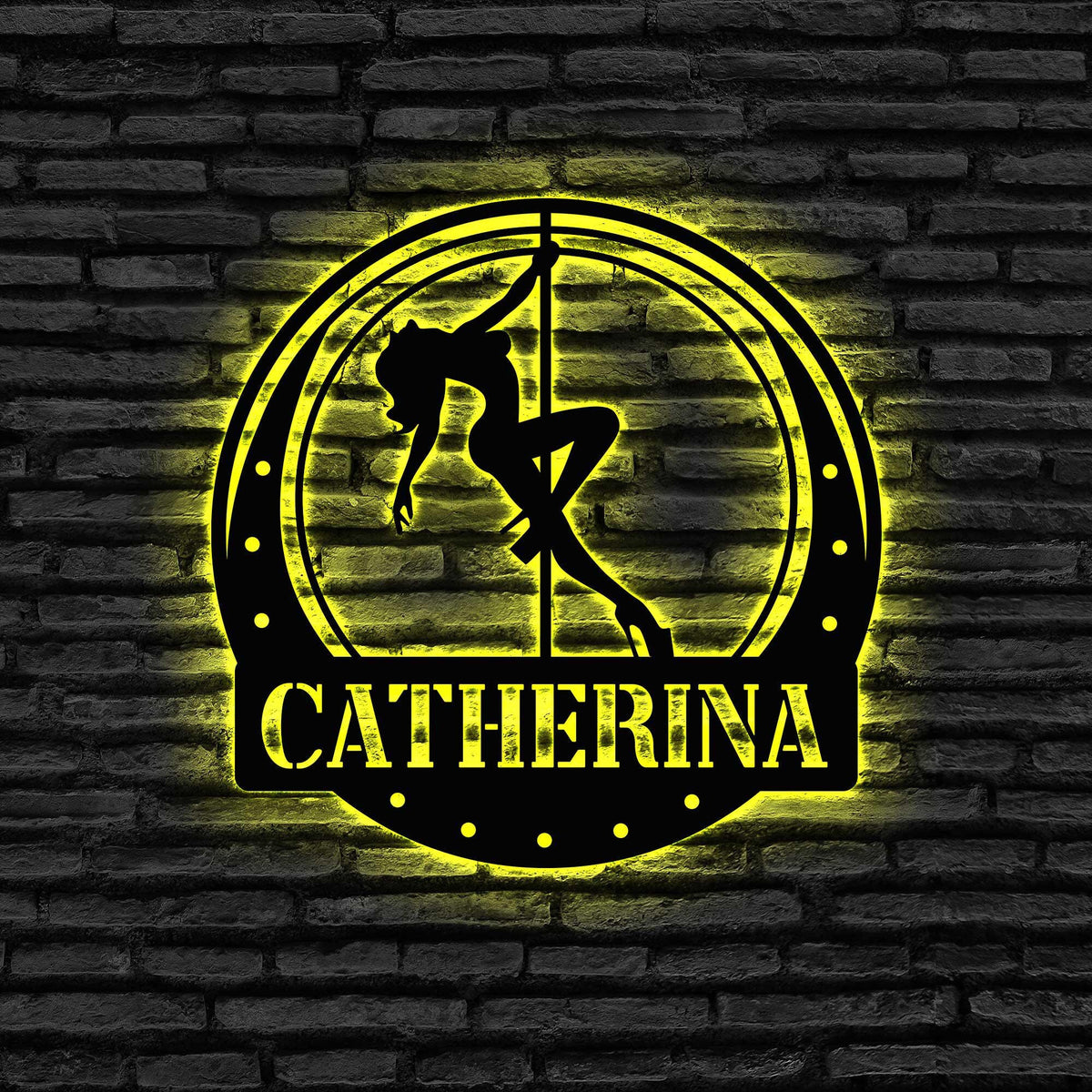 Custom Pole Dance Metal Wall Art With Led Lights Personalized Girl Pole Dancing Name Sign Dancing Lover Gift Dance Room Decoration