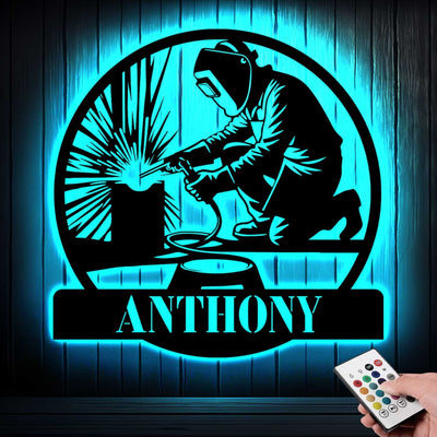 Custom Welder Metal Sign With Led Light Welding Sign Welder Wall Art Personalized Welder Name Sign Welder Gifts Gift For Dad