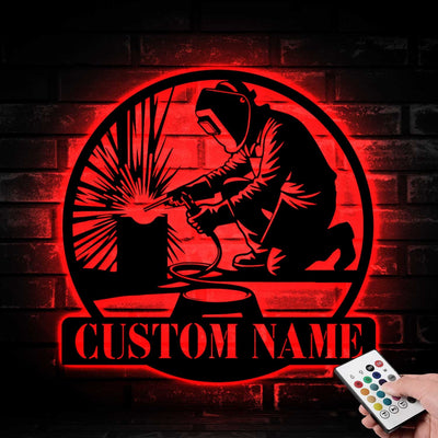 Custom Welder Metal Sign With Led Light Welding Sign Welder Wall Art Personalized Welder Name Sign Welder Gifts Gift For Dad