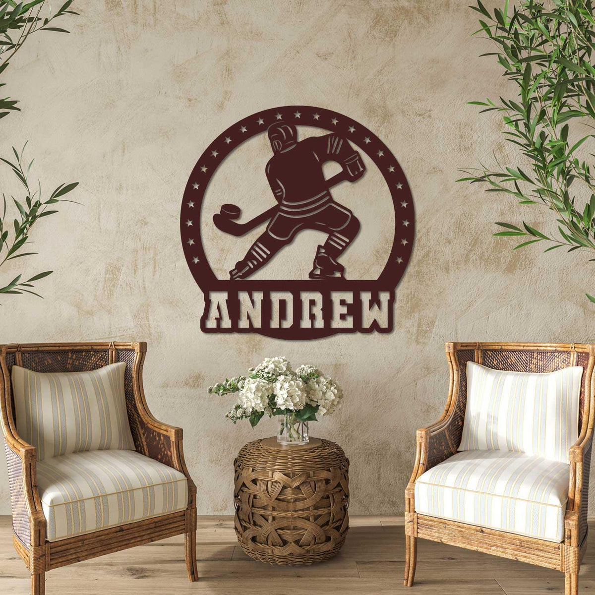 Custom Female Ice Hocey Metal Sign With Led Lights Personalized Hockey Player Name Sign Male Hockey Sign Gift For Hockey Player