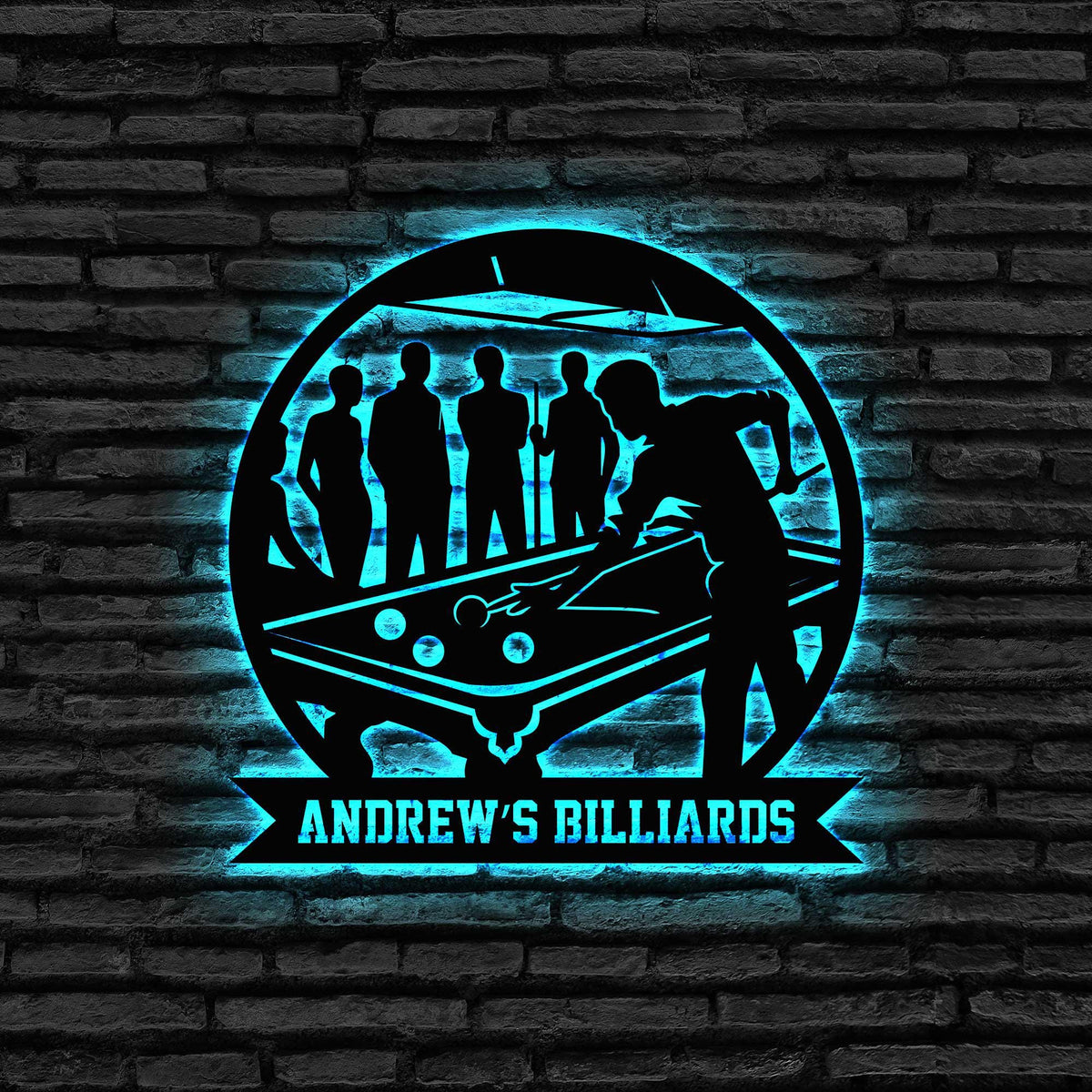 Custom Billiards Name Sign With Led Light Custom Pool Table Sign Billiards Wall Art Game Room Sign Pool Decor Man Cave Sign