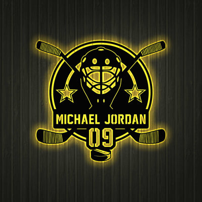 Custom Hockey Sign With Led Light Personalized Name Number Wall Art Led Light Hockey Gifts For Boys Bedroom Gift Hockey Lover
