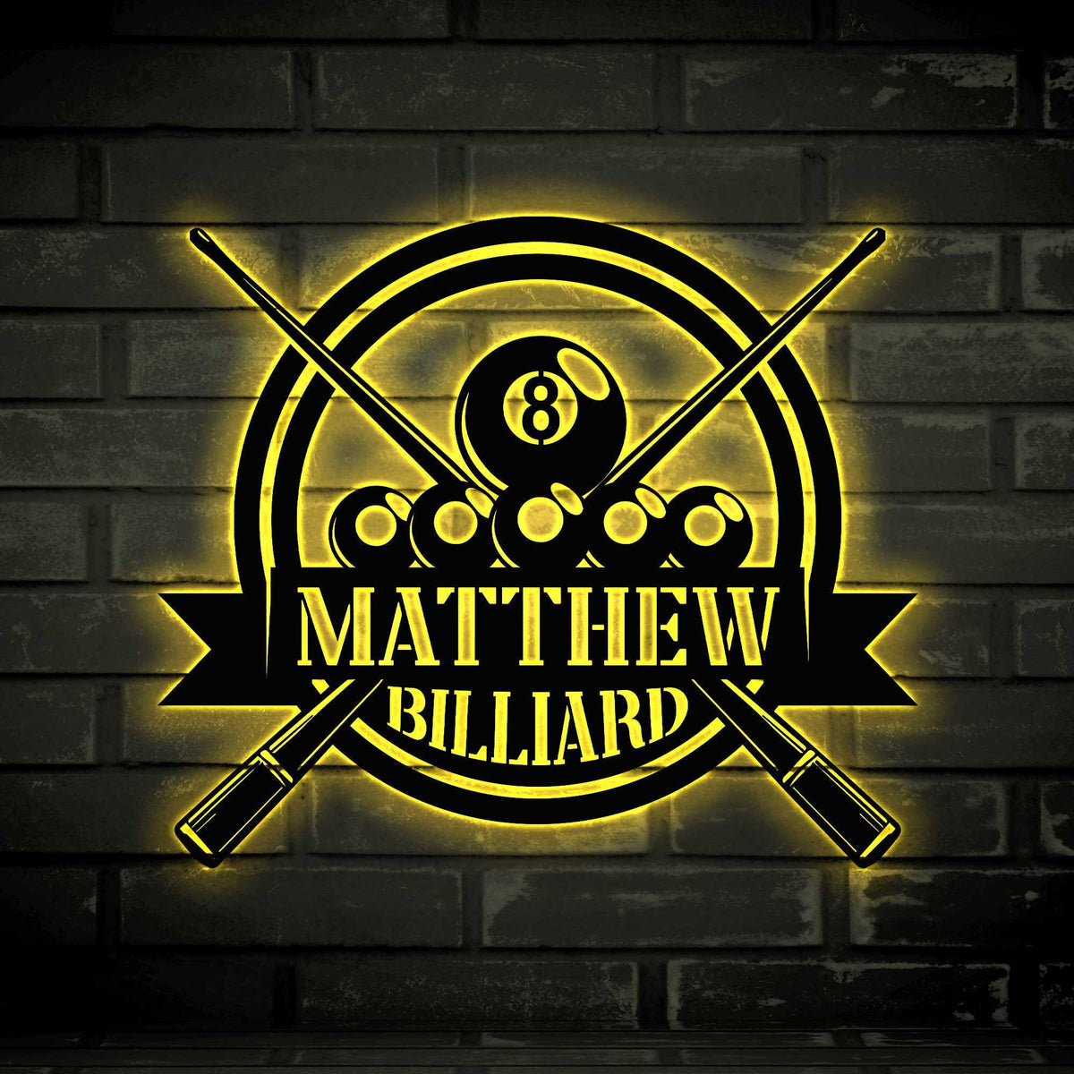 Custom Billiards Metal Sign With Led Light Billiards Player Name Sign Billiards Home Decor Billiards Lover Gift Billiards Metal Wall Art