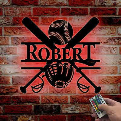 Custom Baseball Metal Sign With Led Lights Baseball Wall Decor Baseball Player Gift Baseball Player Name Sign Birthday Gift For Him