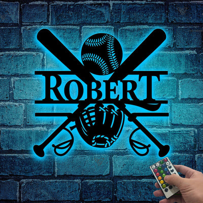 Custom Baseball Metal Sign With Led Lights Baseball Wall Decor Baseball Player Gift Baseball Player Name Sign Birthday Gift For Him