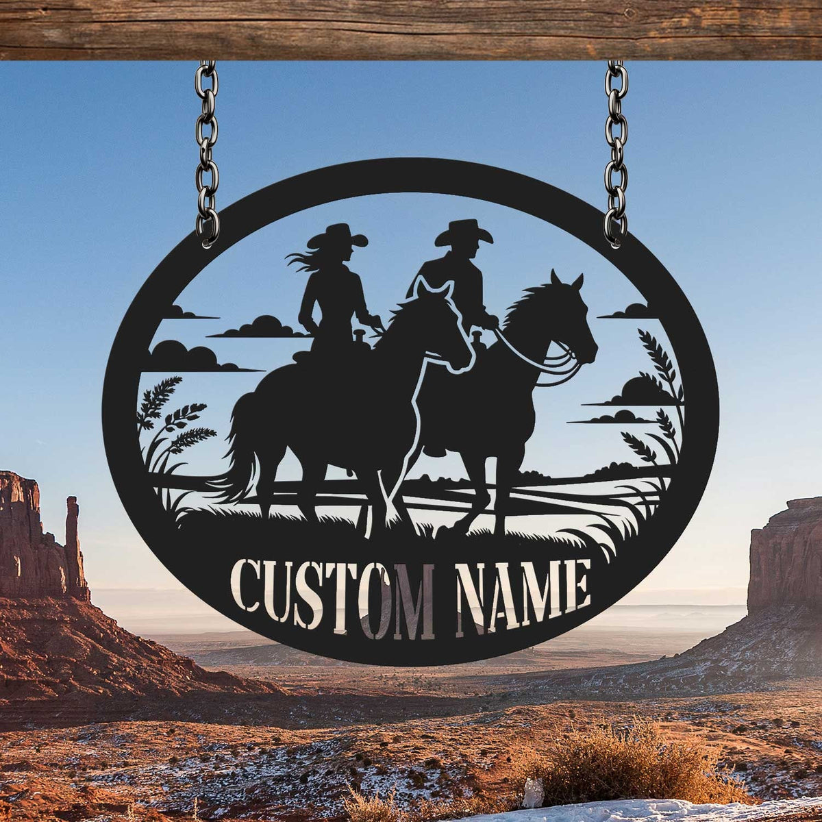 Custom Cowboy Cowgirl Sign Couples Gift Equestrian Sign Western Cowboy Sign Western Cowgirl Sign Ranch Sign Western Decor