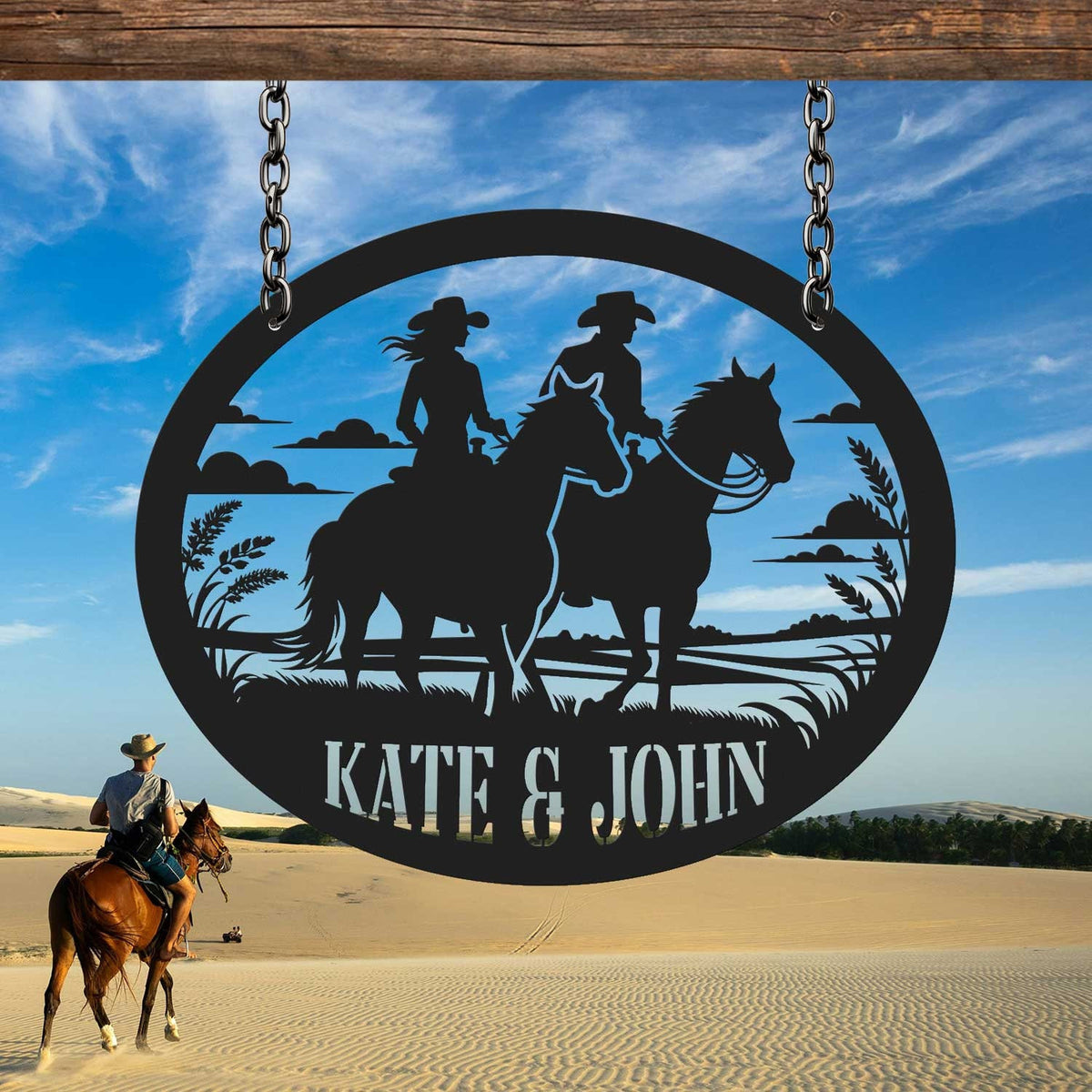 Custom Cowboy Cowgirl Sign Couples Gift Equestrian Sign Western Cowboy Sign Western Cowgirl Sign Ranch Sign Western Decor