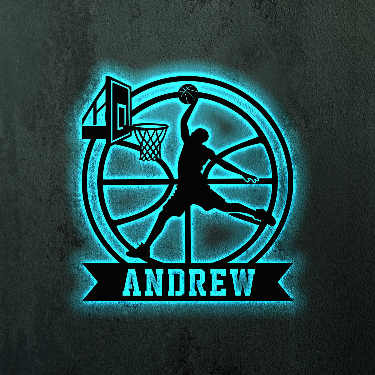 Custom Basketball Metal Wall Hanging With Led Light Personalized Basketball Player Name Sign Sport Room Sign Basketball Metal Led Decor