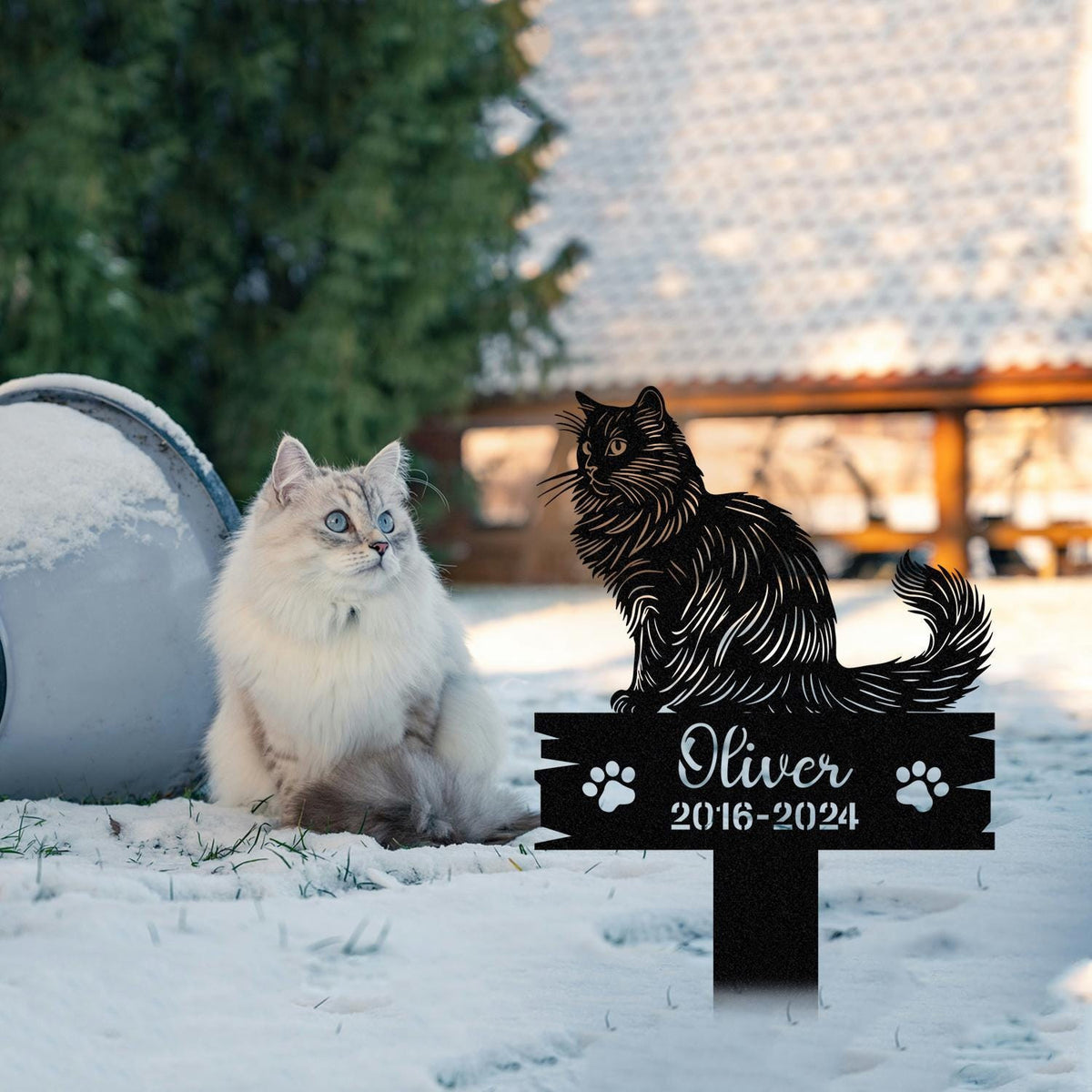 Personalized Metal Cat Grave Marker Cat Memorial Stake With Flowers Custom Cat Cemetery Stake Cat Garden Stake Loss Of Cat