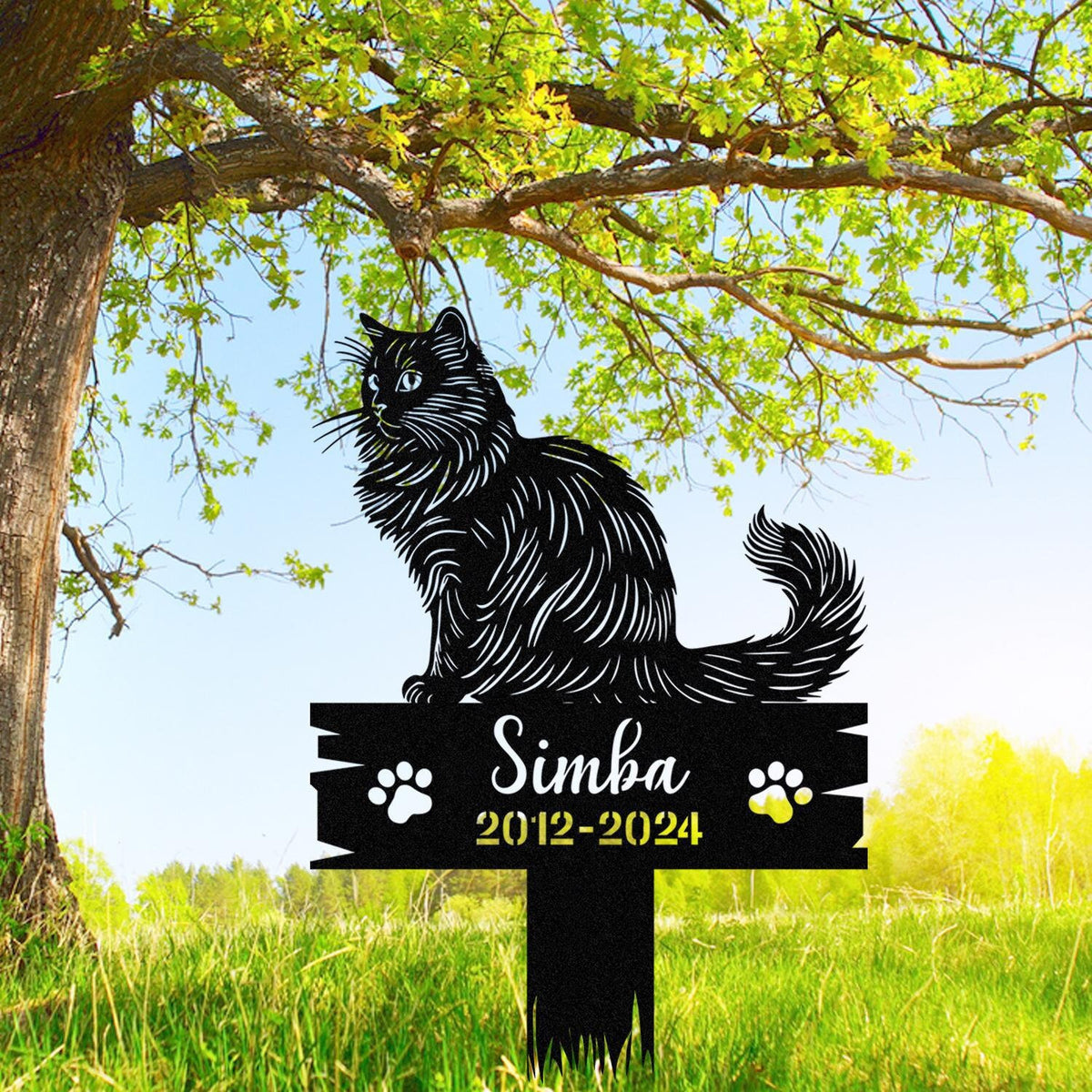 Personalized Metal Cat Grave Marker Cat Memorial Stake With Flowers Custom Cat Cemetery Stake Cat Garden Stake Loss Of Cat
