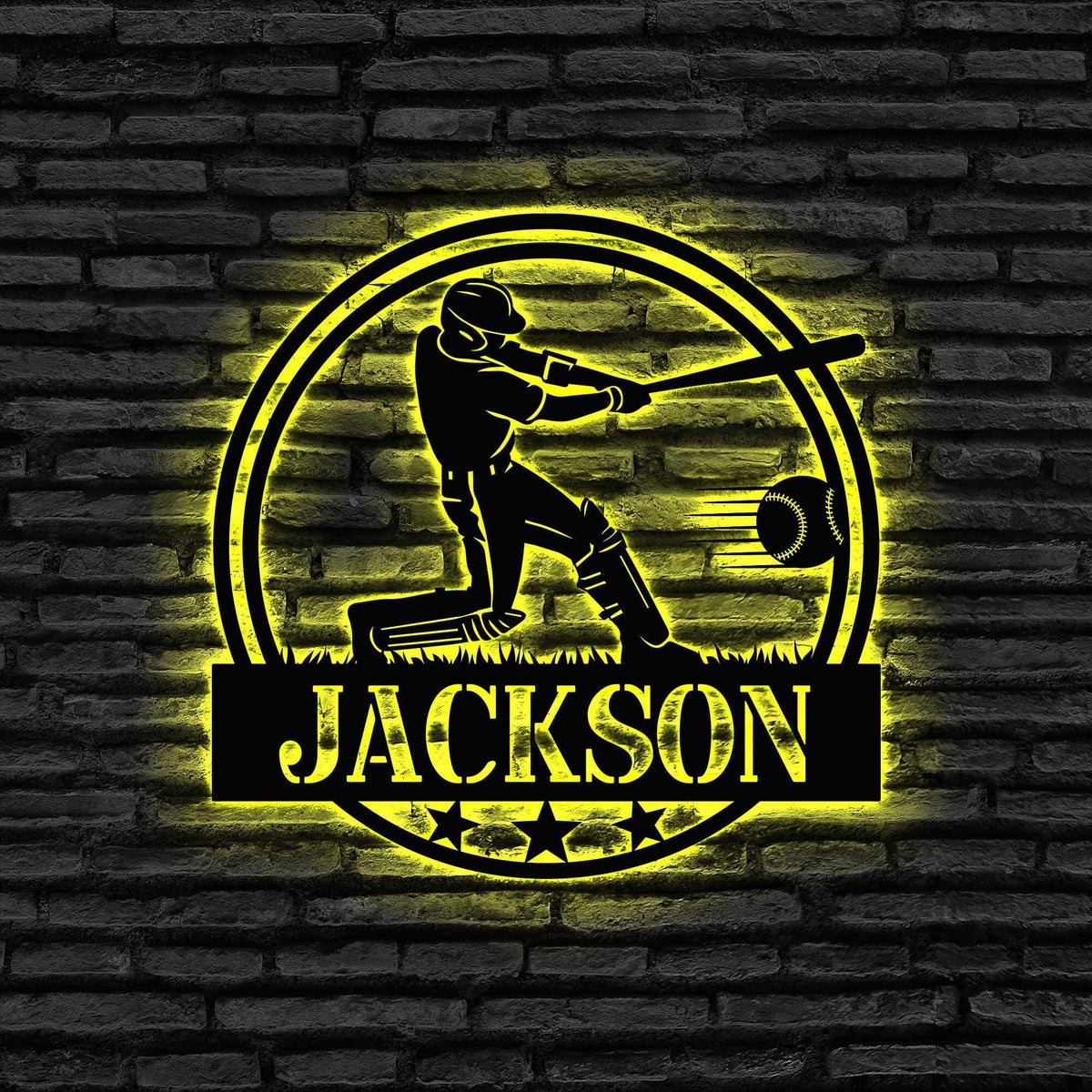 Custom Baseball Metal Sign With Led Lights Baseball Wall Decor Baseball Player Gift Baseball Player Name Sign Birthday Gift For Him