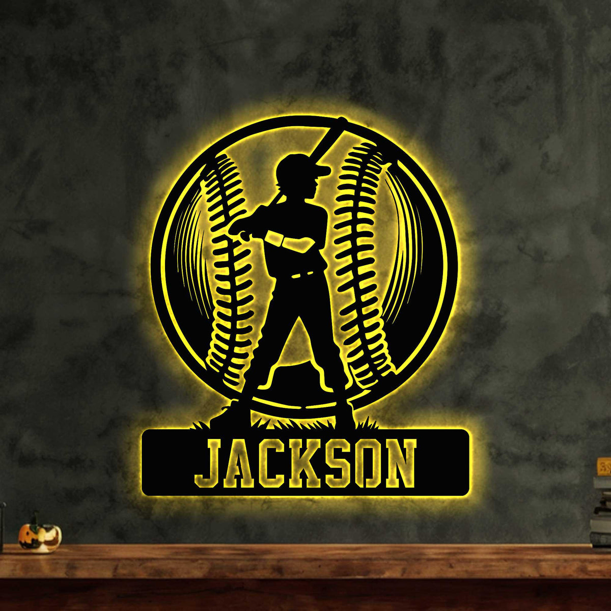 Custom Baseball Sign With Led Light Baseball Player Gift Baseball Metal Home Decor Custom Kid Name Game Room Decor