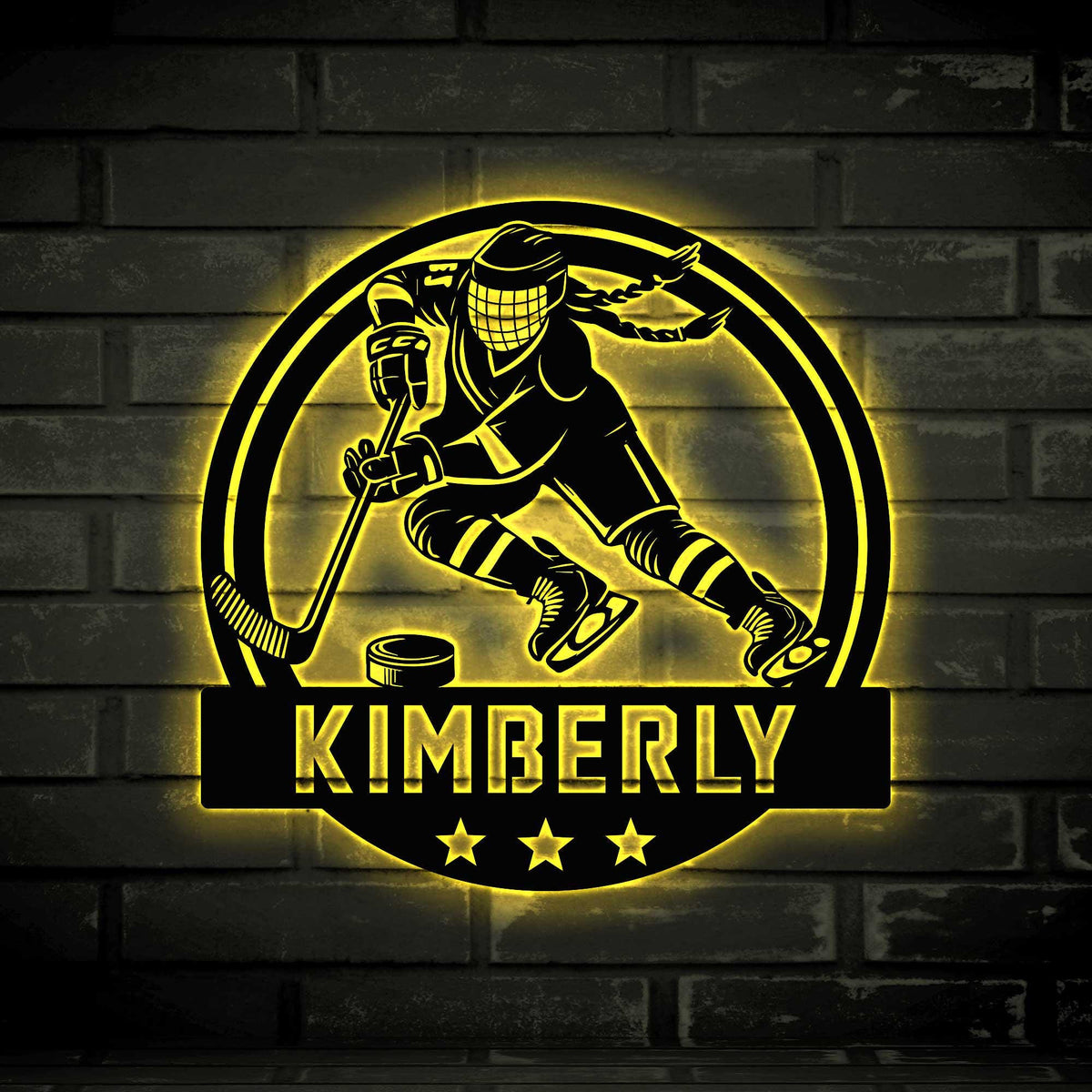 Personalized Ice Hockey Metal Wall Art Led Light Custom Hockey Lover Sign Man Cave Metal Decor Hockey Lover Gift