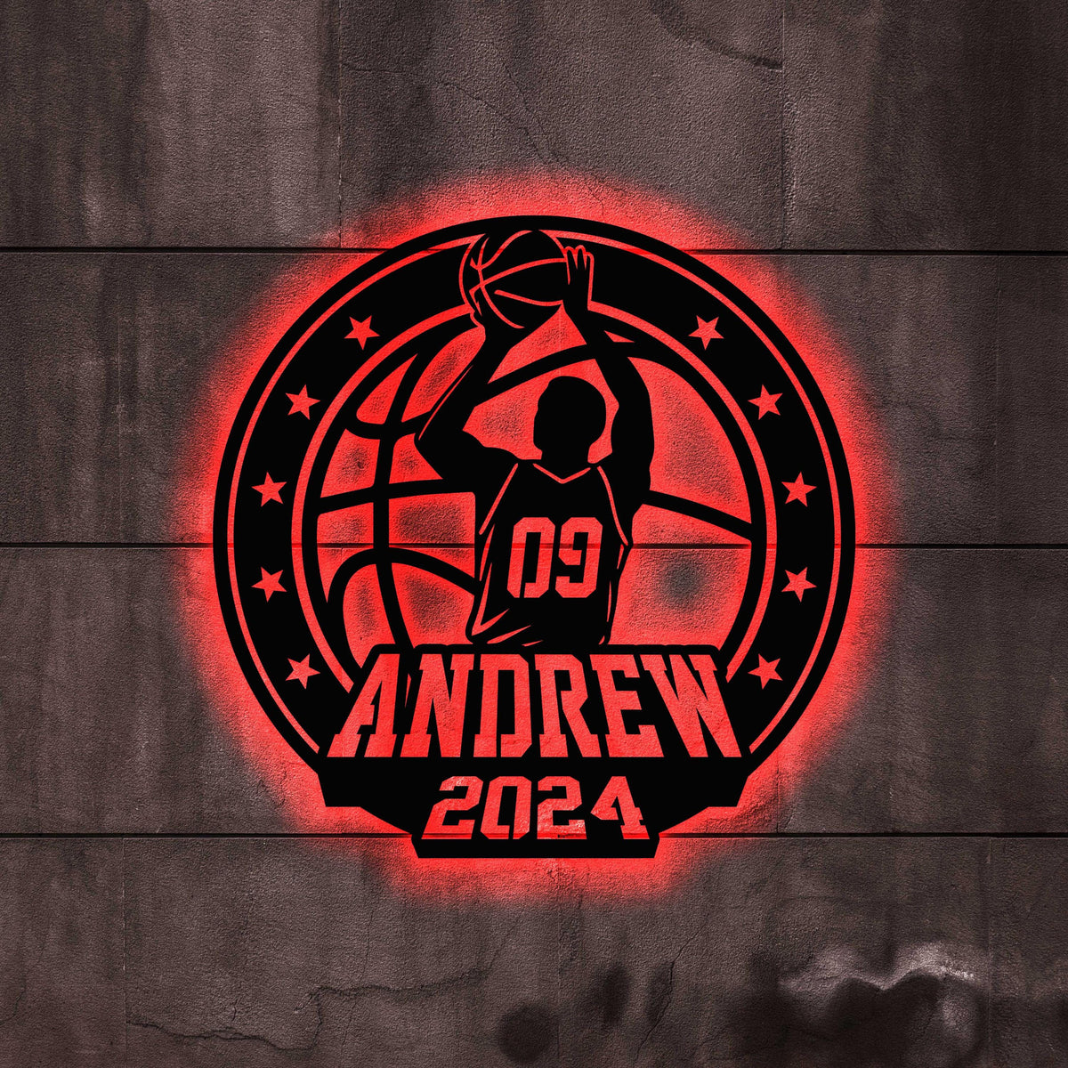 Personalized Basketball Wall Art With Led Light Custom Basketball Player Name Sign Basketball Decor Basketball Gift Sport Room Decor