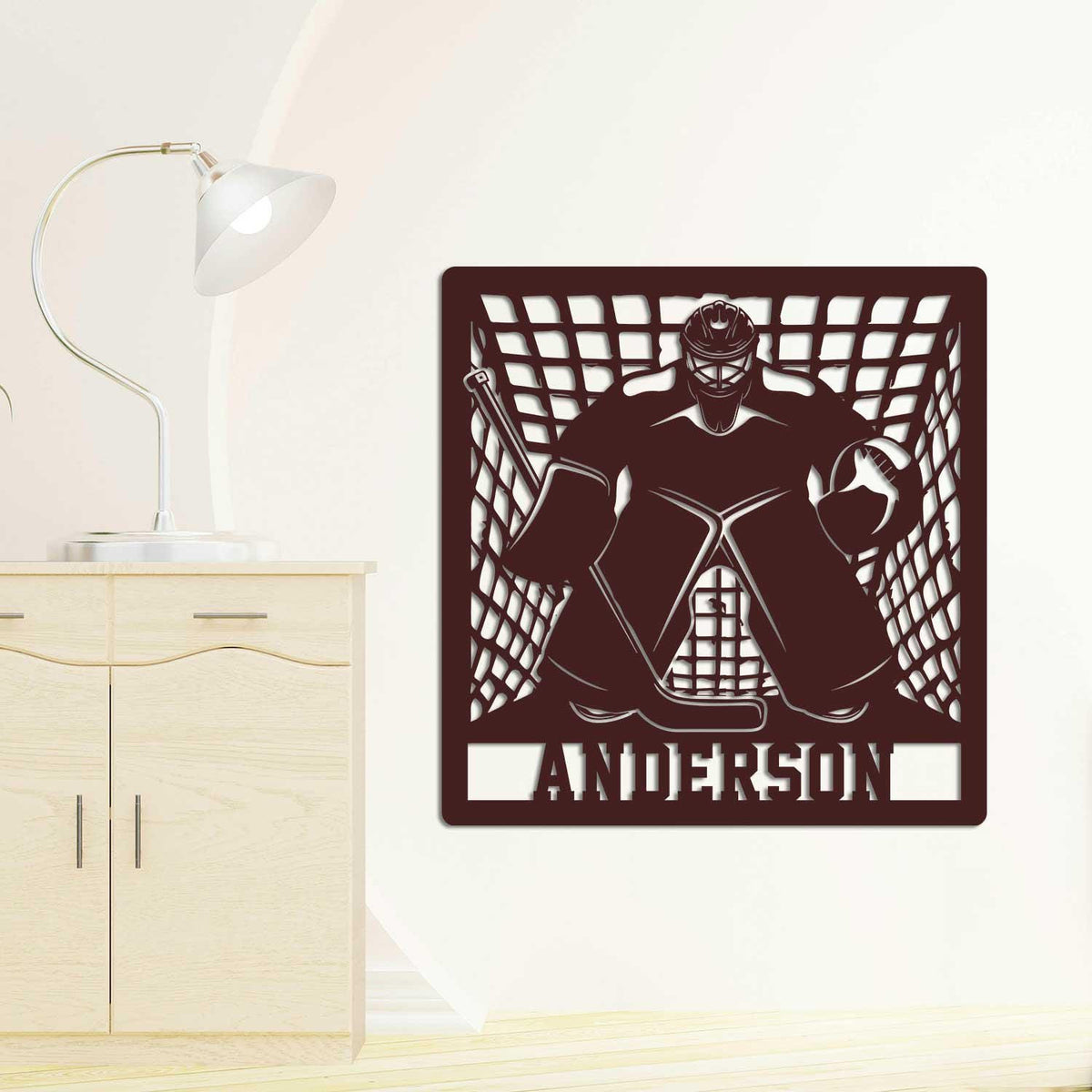 Custom Ice Hockey Player Metal Wall Art With Led Light Hockey Player Metal Name Sign Hockey Sport Metal Wall Sign Hockey Lover Decor