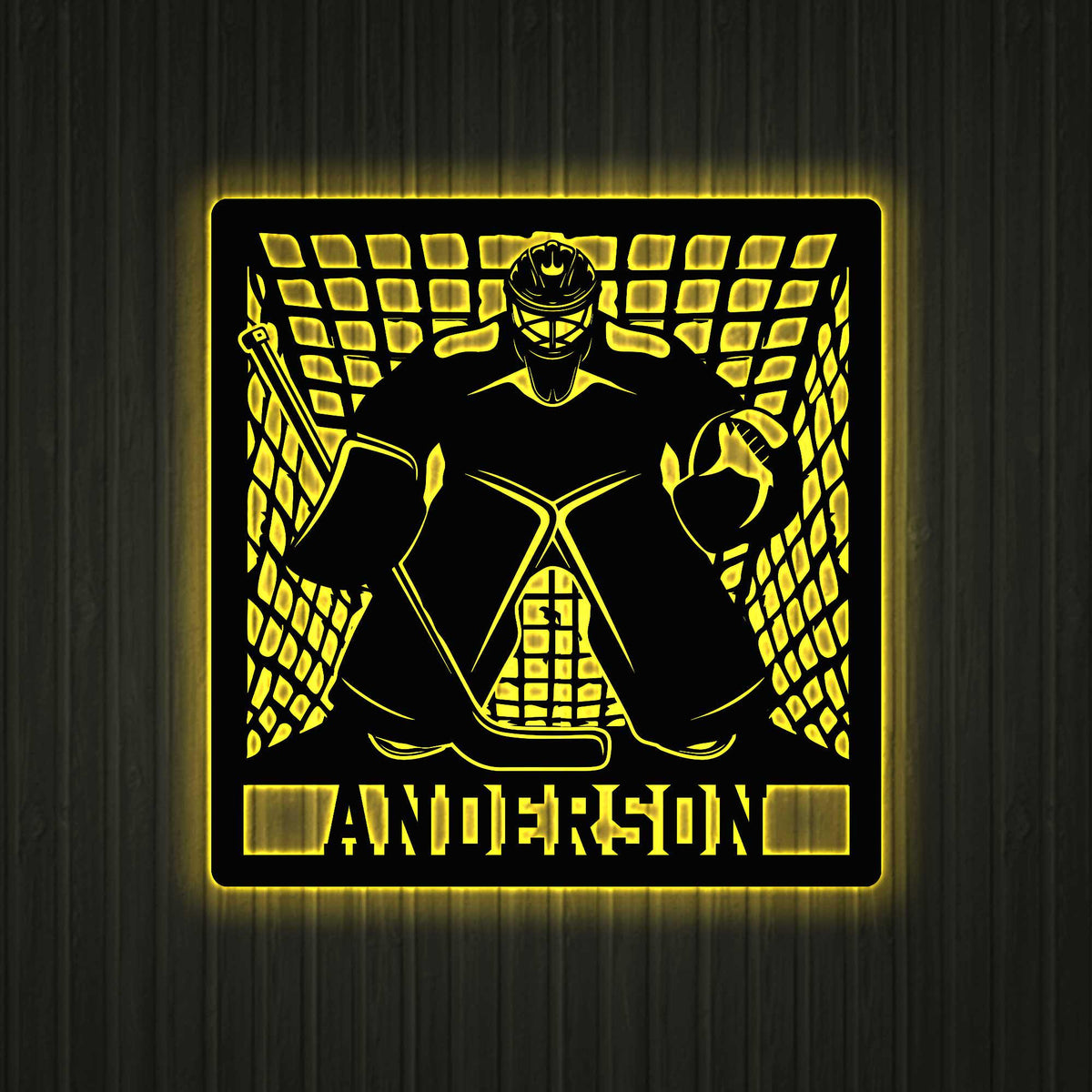 Custom Ice Hockey Player Metal Wall Art With Led Light Hockey Player Metal Name Sign Hockey Sport Metal Wall Sign Hockey Lover Decor