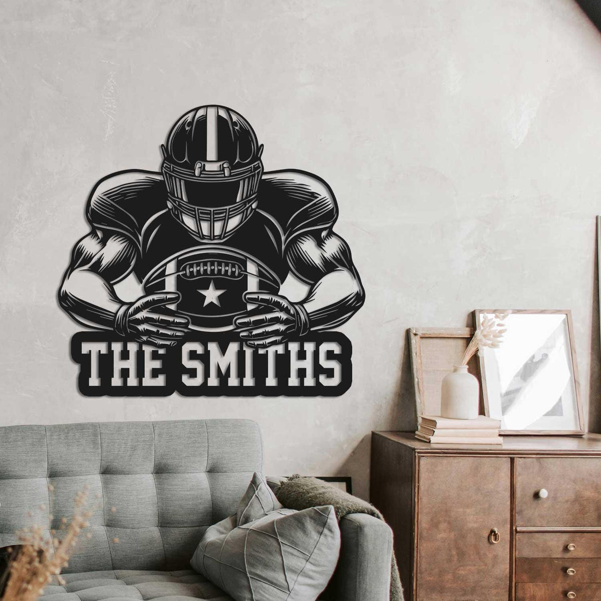 Custom American Football Metal Sign With Led Light Football Player Name Sign Football Coach Gift Sport Room Decor Us Football Home Decor