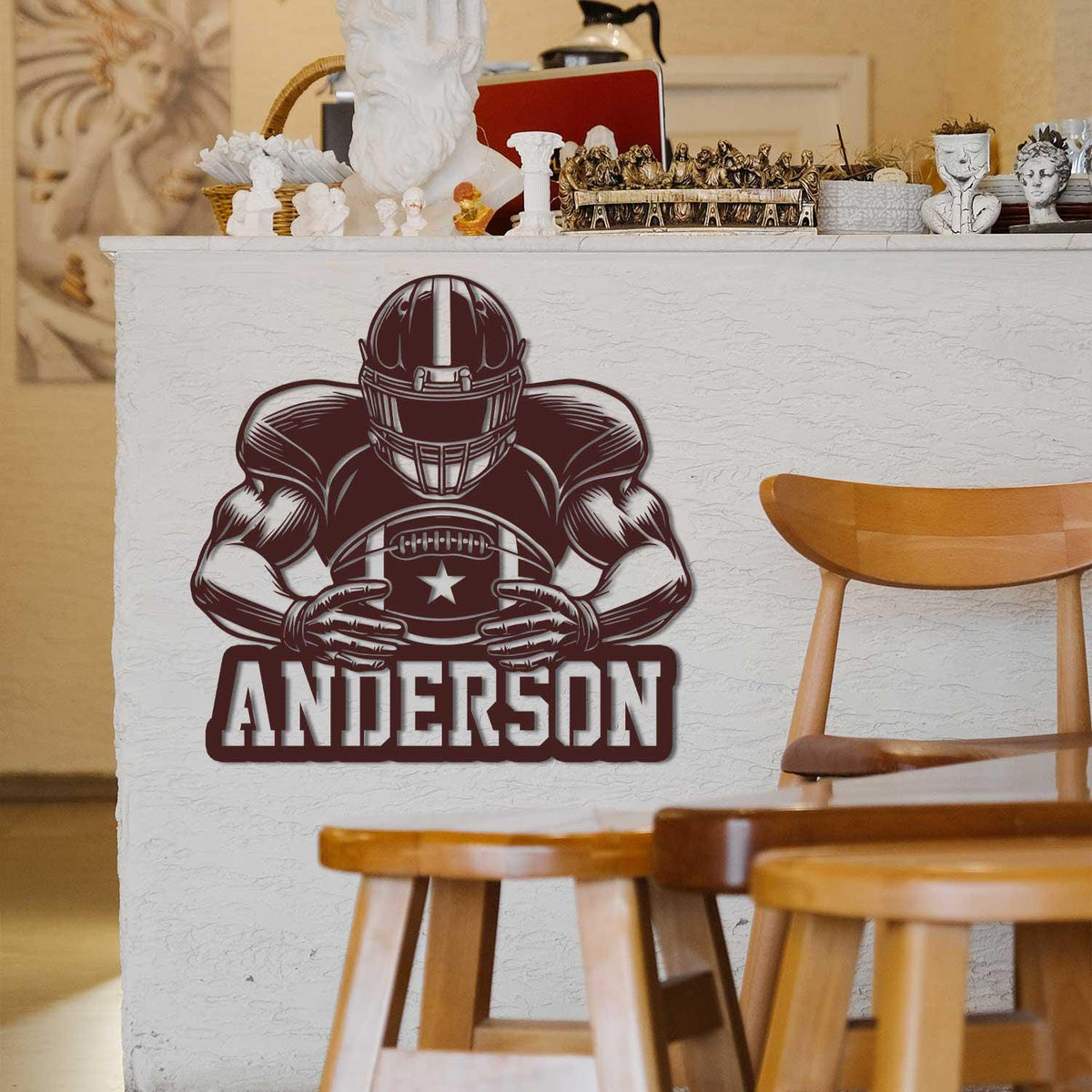 Custom American Football Metal Sign With Led Light Football Player Name Sign Football Coach Gift Sport Room Decor Us Football Home Decor