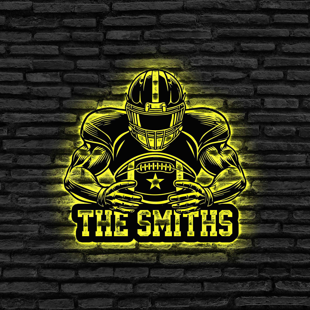 Custom American Football Metal Sign With Led Light Football Player Name Sign Football Coach Gift Sport Room Decor Us Football Home Decor